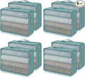 Silkfly 8 Pcs XL Packing Cube for Travel Luggage,Simple,Gray Blue | 17.7 x 13 x 4.7, Same Size, Gray Blue Simple, Suitcase Storage Organizer Set, Reusable Mesh Clothes Cube for Hike Camp Family by Silkfly