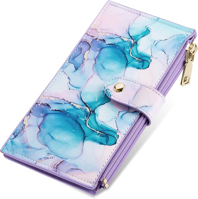 Travelambo RFID Wallet Women Large Size Bifold Multi Card Wallet Case with Zipper Pocke Credit Card Holder for Women - Image 9