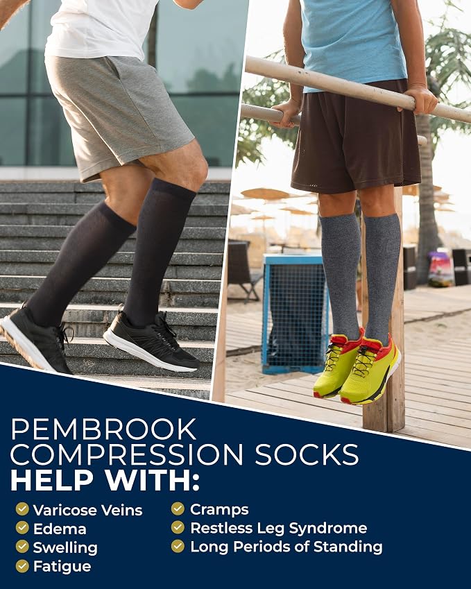 Pembrook Cotton Light Compression Socks for Women & Men - 3 Pairs | 8-15 mmHg Comfort Compression Socks for Men & Women - Image 4