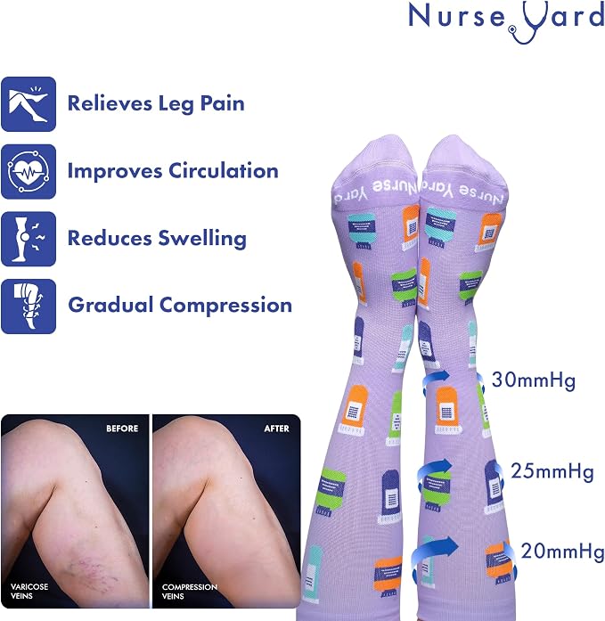 Compression Socks for Nurses - Women & Men - 20-30mmHg Graduated Compression, For Medical Staff, Athletes - 1 Pair - Image 5