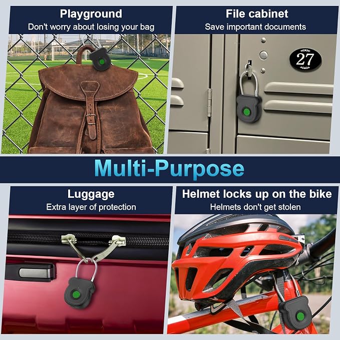 Fingerprint Padlock, Keyless Smart Lock, 0.5s Unlock, 20 Fingerprints, USB-Key, Emergency Unlock Code, Low Power Warning, Anti-Theft for Suitcase, Drawer, Wardrobe - Image 5