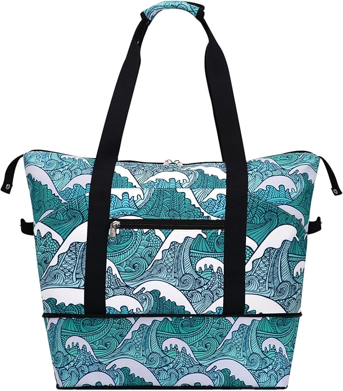 Expandable Duffel Bag for Women with Trolley Sleeve/Wet Pocket Weekender Travel Tote Large Carry On Overnight Luggage by HAWEE