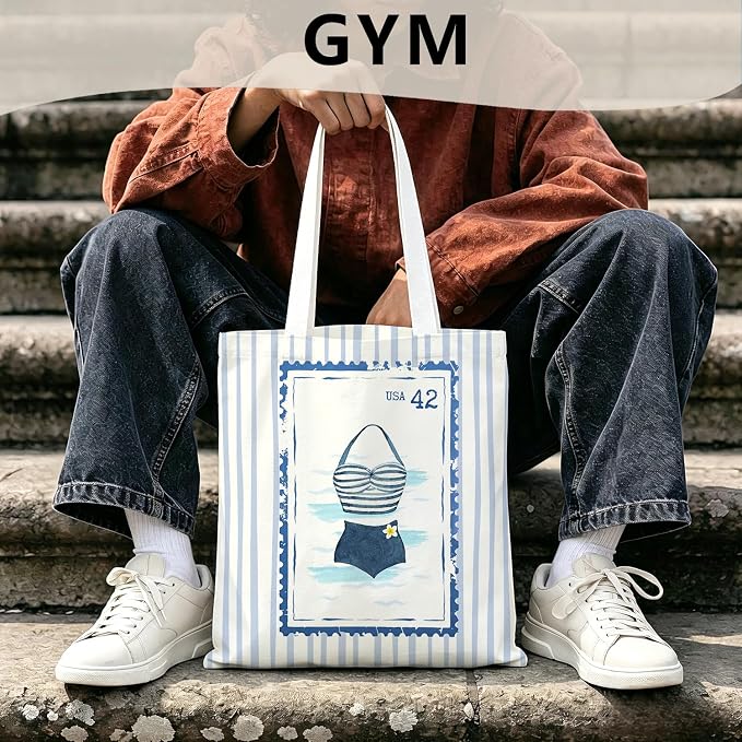 Summer Coastal Beach Canvas Tote Bag - Image 3