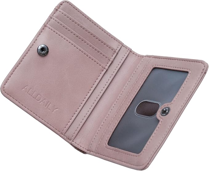Alldaily Small RFID Wallet for Women Slim Compact Bifold Pocket Ladies Travel Mini Purse (Dark Pink) by Alldaily