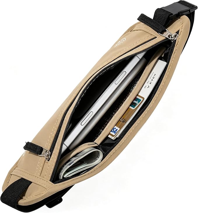 Money Belt - Slim Passport Holder RFID Blocking Travel Wallet Undercover Fanny Packs for Women Men - Gold - Image 5