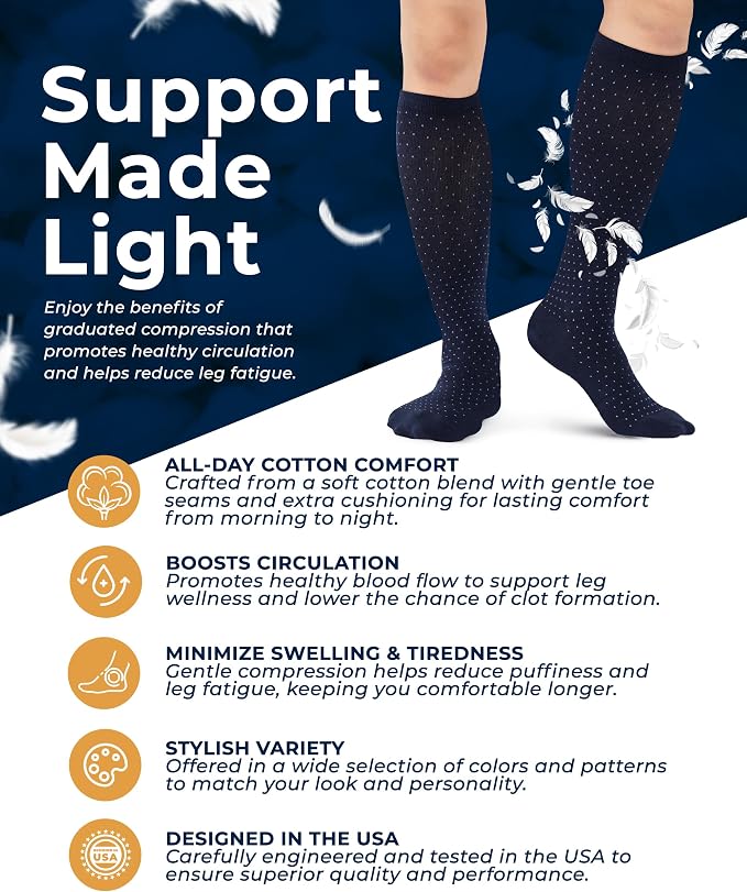 Pembrook Cotton Light Compression Socks for Women & Men - 3 Pairs | 8-15 mmHg Comfort Compression Socks for Men & Women - Image 2