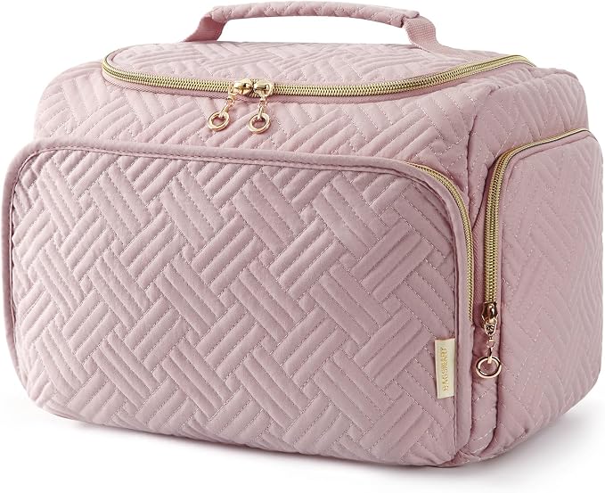 BAGSMART Travel Toiletry Bag for Women, Cosmetic Bag Makeup Bag Organizer with Handle, Travel Bag for Toiletries, Travel Accessories, Full Sized Container by BAGSMART