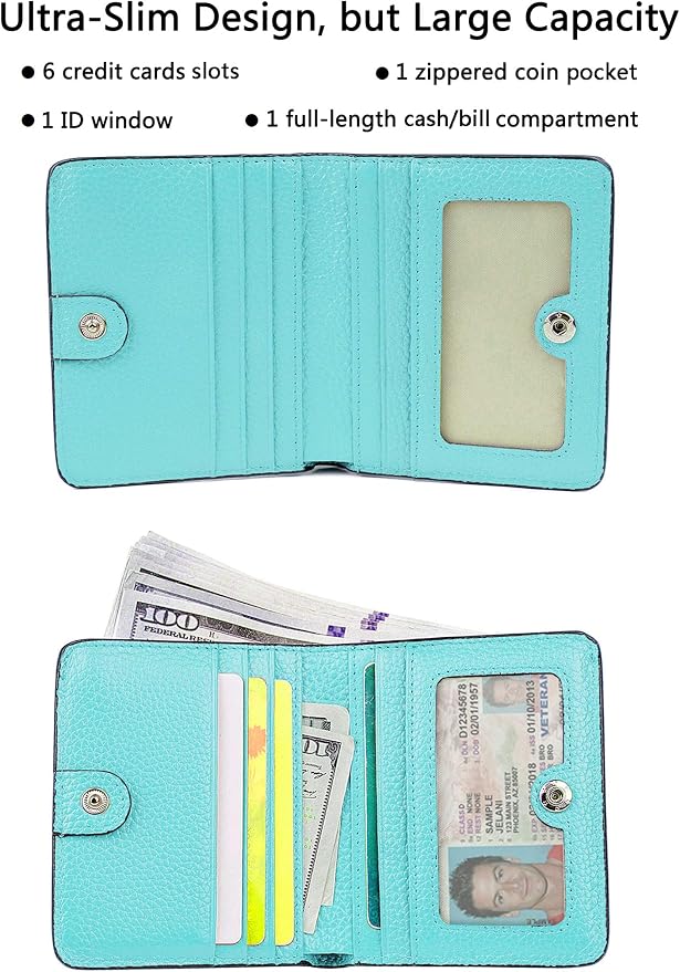 Small Leather Wallet for Women, Ladies Credit Card Holder RFID Blocking Women's Mini Bifold Pocket Purse - Image 2