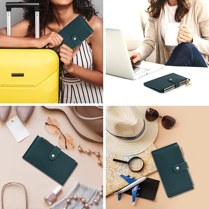 Travelambo Womens Leather Bifold Wallet, Slim RFID Blocking Card Holder | Large Capacity, 16 Card Slots & ID Window, 2 Zipper Pockets, Dual Snap Closure, Slim Lightweight, RFID Privacy Protection - Image 8