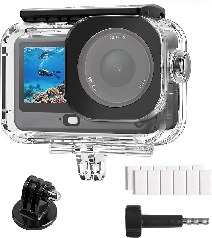 FitStill Waterproof Protective Case for DJI OSMO Action 6 | 60M/196FT Invisible Dive Protective Cover Underwater Housing with 1/4 Adapter Mount Action6 Accessory by FitdesignkeepitFitStill