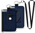 Minimalist RFID Blocking Small Wallet with ID Window,WaterResistant Zip Id Case Wallet with Lanyard Keychain for Cards,Cash,Travel,Women,Men (Dark blue) by CCUMI