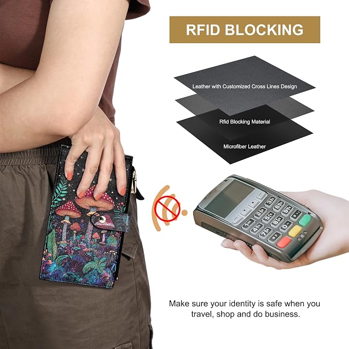 Travelambo RFID Wallet Women Large Size Bifold Multi Card Wallet Case with Zipper Pocke Credit Card Holder for Women - Image 4