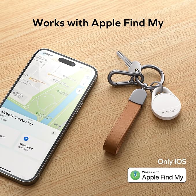MOMAX Pinpop Lite Key Finder & Luggage Tracker Smart Tag for Keys, Bags, Wallets & Pets, Works with Apple Find My (iOS 18+ Only), Global Search Supported, with Custom Stickers, White, 1 Pack - Image 2