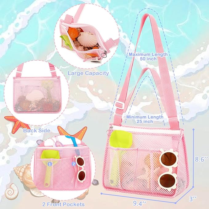 Fammart Mesh Beach Bag for Women, Large Beach Toy Pool Bag with Zipper Pocket, SandProof Cruise Essentials 2026 Family Travel - Image 5