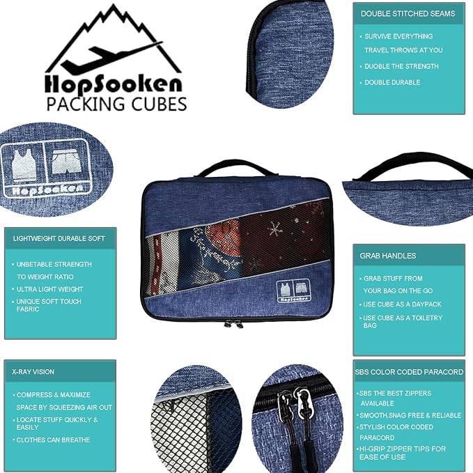 5 Set Packing Cubes for Travel Large Suitcase Luggage Organizer Bags Travel Accessories Vacation 4 Cubes 1 Laundry Pouch Bag - Image 6