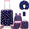 Kid's Luggage Set 5 Piece Suitcase Set 16" Hardside Luggage with Spinner Wheels Girls Carry on Toddler Travel Rolling Suitcase with Neck Pillow Airline Approved by Unknown