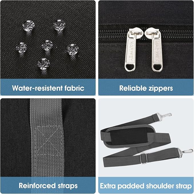 For Spirit Airlines Personal Item Bag 18x14x8 Foldable Travel Duffel Bag Tote Duffle Carry on Luggage for Women and Men 30L(Black (With Shoulder Strap)) - Image 3