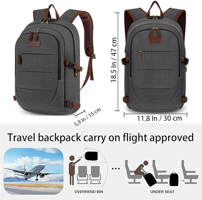 Tzowla Canvas Laptop Backpack-Anti Theft Bag for Men Women,Rucksack Fits 15.6Inch Laptop, Work Travel with Lock - Image 2