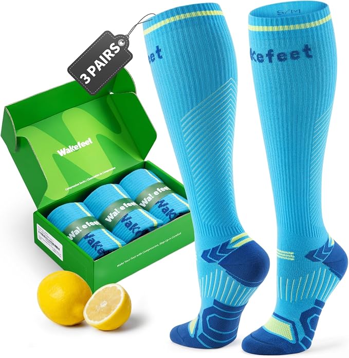 Compression Socks for Men Women 3 Pairs, Compression Stockings, Fragrance Flight Socks for Nurse,Pregnancy,Travelling, Runing, Circulation by Wakefeet