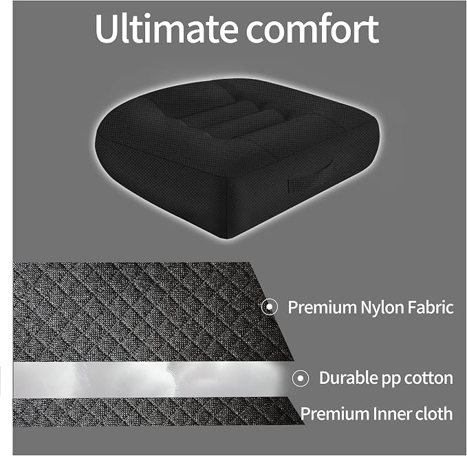 Height-Adjustable Seat Cushion-15.7x15.7x4.7inches Improved Model with Adjustable Height Breathable Nylon mesh Fabric Ergonomic Design Suitable for use in Cars, Offices, and Outdoors - Image 6