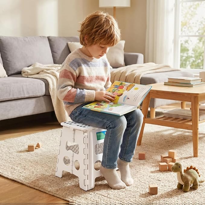 Dyforce Folding Step Stool 13 Inch,300lbs Foldable Stool for Adults & Kids | Stepping Stool White,Non-Slip Plastic Compact Foot Stool with Carry Handle,Lightweight for Bathroom Kitchen Bedroom Garden - Image 5