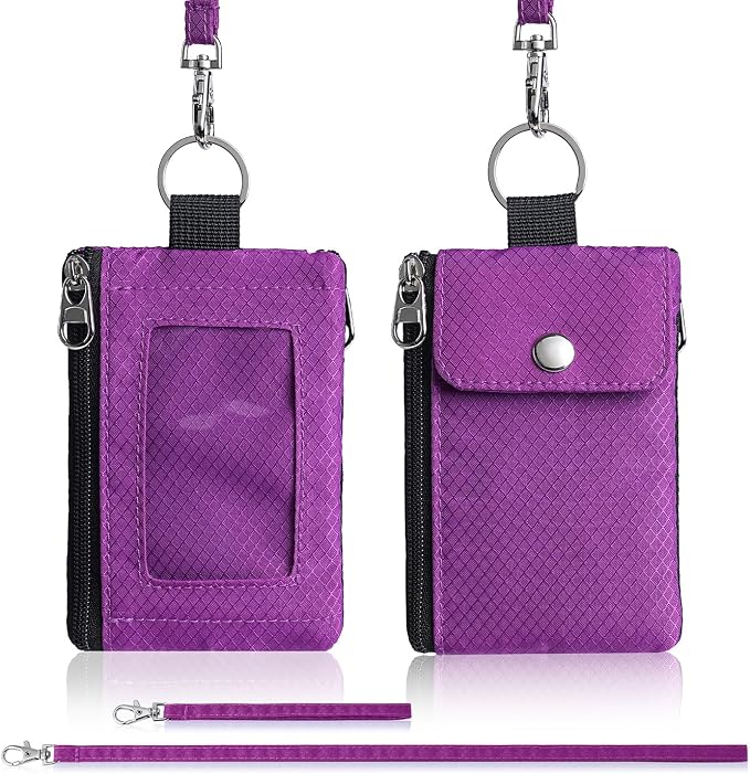 Artpaxy Minimalist Wallet For Mens Womens, Keychain RFID Blocking Zipper Small Wallet with ID Window 2 Lanyards,Water Resistant Travel Cash Card Coin Case Boys Girls - Image 7