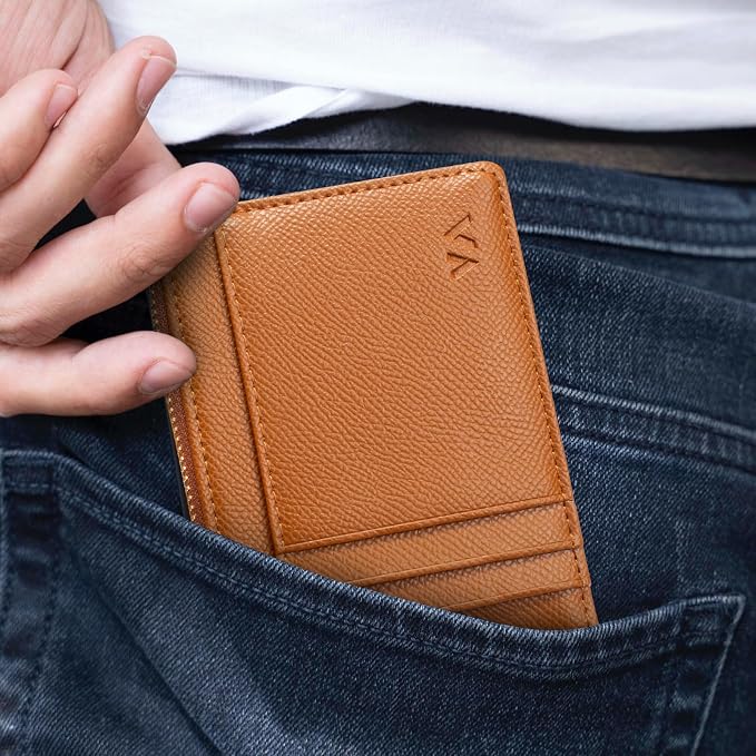 Valentoria Slim RFID Blocking Card Holder Small Pocket Wallet Keychian Zipper Coin Purse Mini Cash & Coin & Cards Case for Women Men | Slim - Image 5
