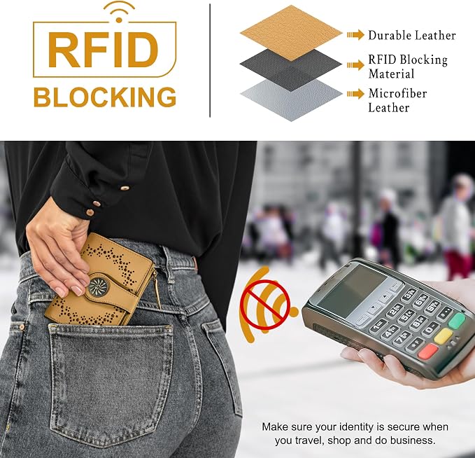 Tipmile Small Wallet for Women Bifold RFID Blocking Card Holder Leather Wallets with Zipper Coin Pocket - Image 3