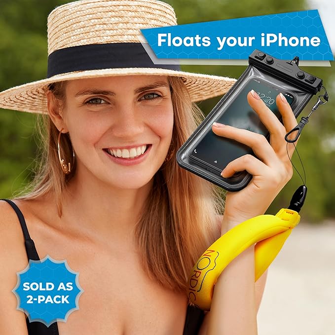 Floating Wrist Strap (2-pack) for Phone & Action Camera - Compatible with GoPro Hero 13, Insta360 X4, DJI Action 5 Pro, OM System TG-7, Kodak PixPro WPZ2 & iPhone - Bright Yellow - Image 2