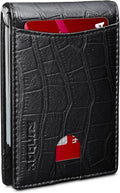 RUNBOX Slim Wallet for Men Genuine Leather RFID Blocking Bifold Minimalist Front Pocket Mens Wallet with Money Clip Thin Gift Box by RUNBOX