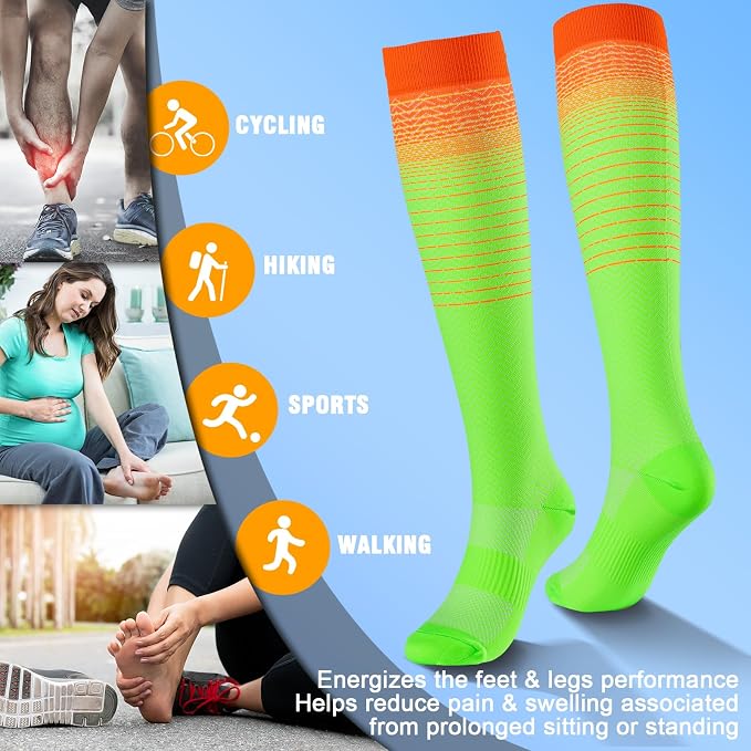 cerpite Compression Socks for Women & Men 6 Pairs Knee High Compression Socks 20-30 mmhg Best for Running,Nurse,Travel - Image 5
