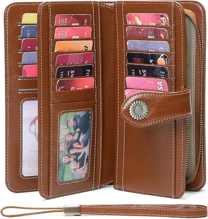 Wallets for Women Trifold Wristlet Wallets Large Capacity RFID Blocking Ladies Purse Credit Card Holder - Image 2
