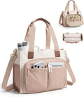 BAGSMART Canvas Tote Bag for Women, Small Work Tote Bag with Zipper | 30oz/40oz Tumble & 11 Pockets Travel Tote, Teachers/Nurses, Lightweight Canvas or Water-Resistant Puffer Taslon Crossbody Bag by BAGSMART