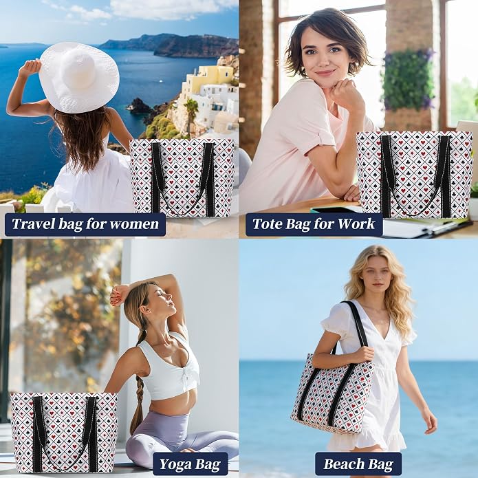 Tote Bag for Women with Laptop Compartment & Cup Holder,Nylon Bag for Work,Travel,Gym,Beach,Teacher,Nurse,School,Mom - Image 2