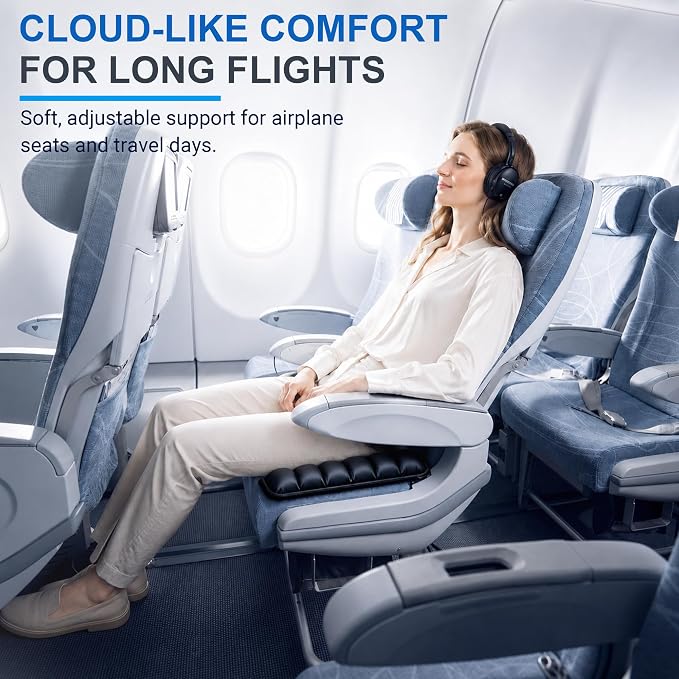 Airplane Seat Cushion, Inflatable Travel Cushion for Long Flights, Air-Cell Portable Seat Pad with Built-in Pump for Travel Car Office Wheelchair - Image 2