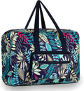 F.FETIVIN Weekender Bag Carry On Travel Duffle Medium Overnight Bag for Women (Blue Leaf) by FFETIVIN