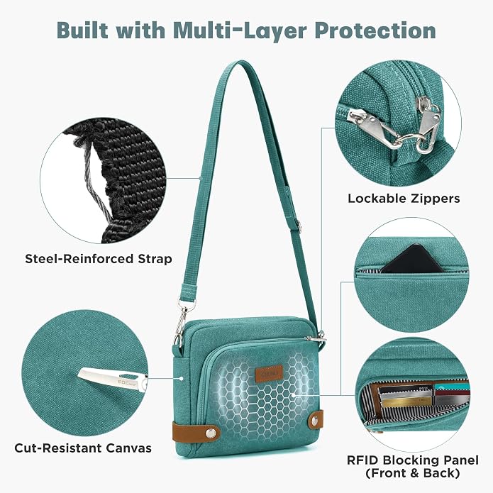 Anti Theft Crossbody Bag for Women, RFID Blocking Travel Purse Slash Proof | CHUNLI Pickpocket Proof Crossbody Bags, Travel Purse Bag with Lockable Zippers & Slash Resistant Strap - Image 3