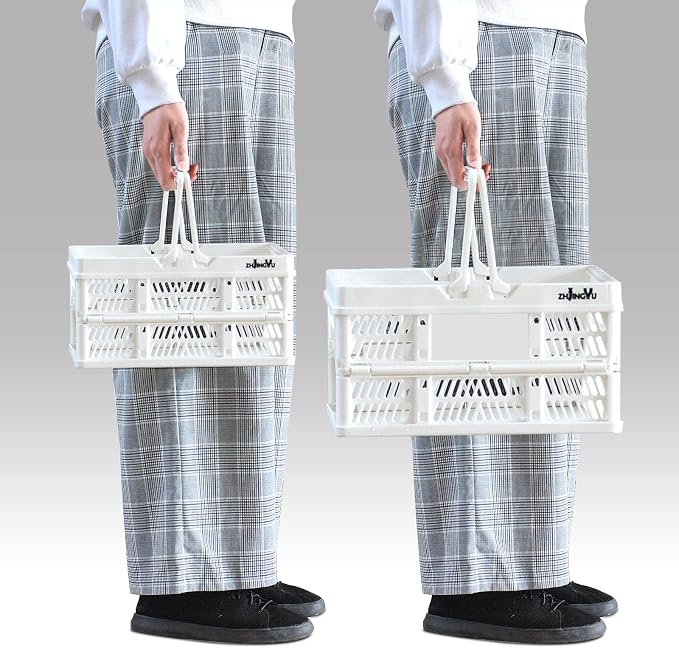 Plastic crates for storage,plastic baskets for organizing,14.96x9.84x7.87" | Foldable Shopping crate with Handles,collapsible storage crate,basket for car Garden Kitchen,Bathroom,office - Image 8