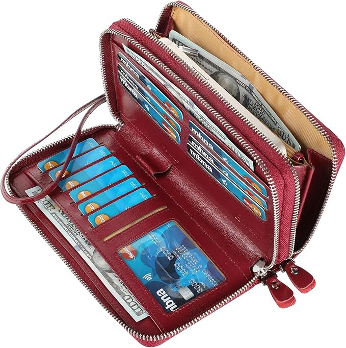 Small Compact Women Wallet RFID Blocking Genuine Leather Bifold Purse with ID Windows - Image 2