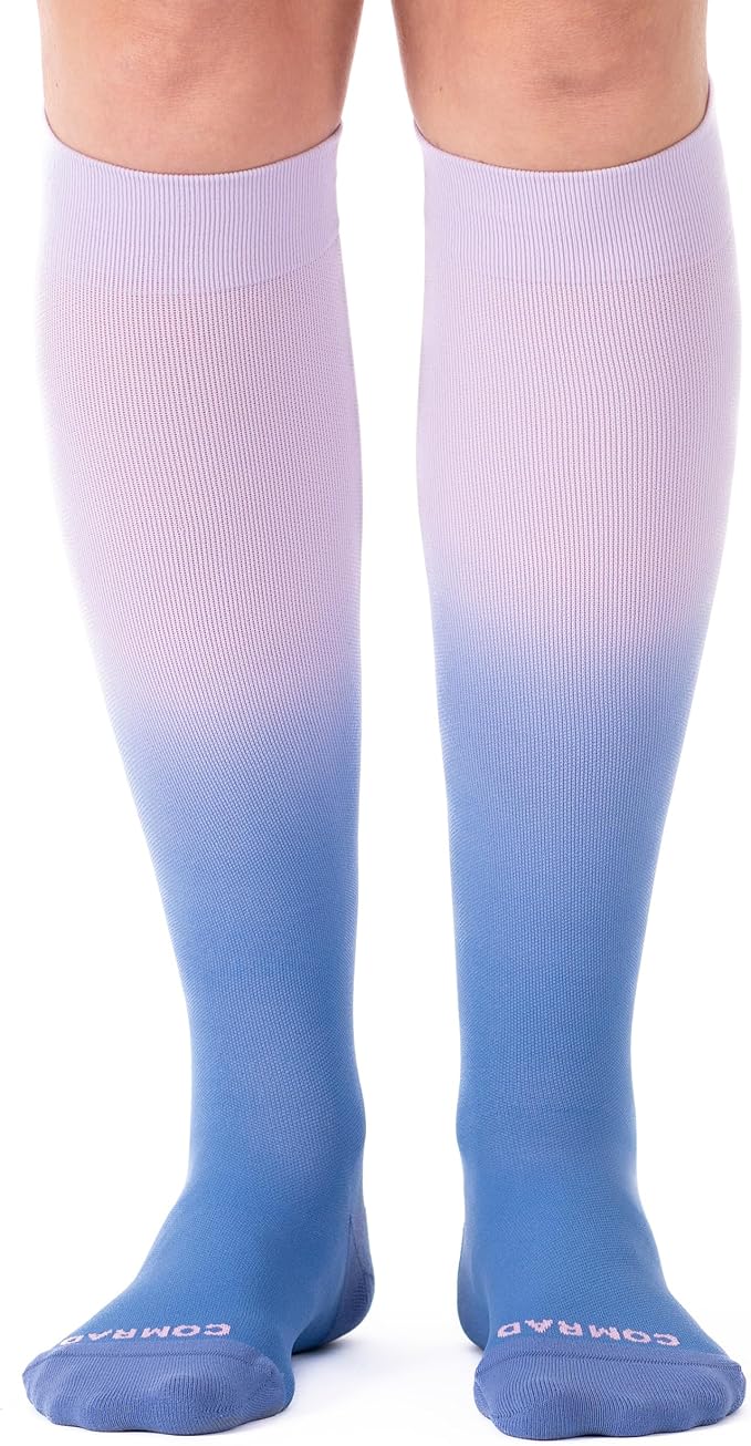 Nylon Knee High Socks - 15-20mmHg Graduated Compression Socks - Soft & Breathable Support Unisex Socks by Comrad