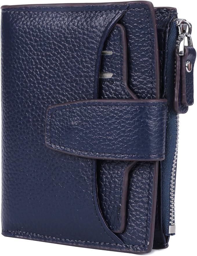 Women's RFID Blocking Leather Small Compact Bi-fold Zipper Pocket Wallet Card Case Purse with id Window - Image 6
