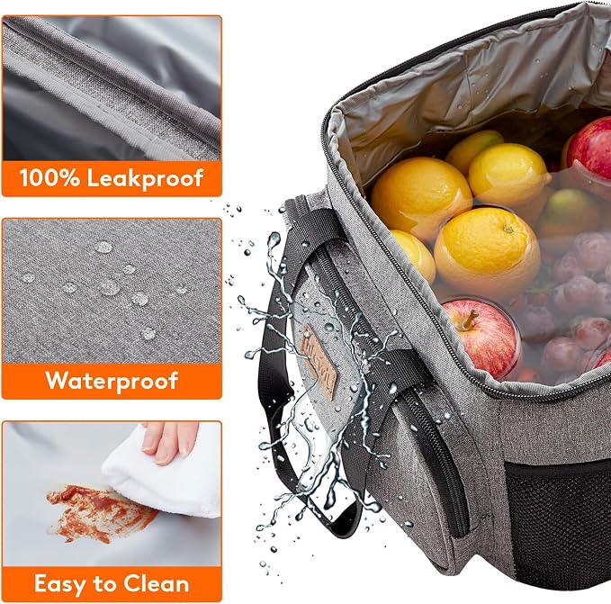 Lifewit Large Lunch Bag, Insulated Lunch Box, Soft Cooler Cooling Tote for Adult Men Women, Gray 24-Can (15L) - Image 6