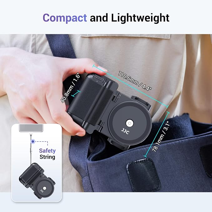 Phone Camera Grip Smartphone Photography Shooting Clip with Tripod Mount & Detachable Wireless Shutter Remote Control, Cellphone Selfie Grip Handle Stand for iPhone & Other Phone Vlog Video Black - Image 8