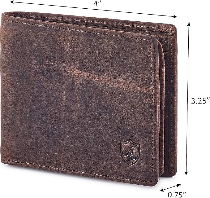 Wallet for Men Slim RFID Blocking Leather Bifold Minimalist 2 ID Windows Gift Box Carteras Para Hombres (CRAZY HORSE, COGNAC) - Image 3