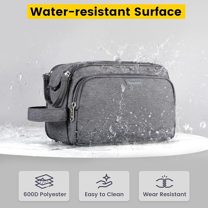 Vorspack Travel Toiletry Bag with Organized Compartment, Medium, Grey | Water Resistant, Wide Opening, with Wet Pocket, Small Travel Bag for Toiletries, Grooming, Shaving, Accessories - Image 5