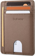 Buffway Slim Minimalist Front Pocket RFID Blocking Leather Wallets for Men and Women - Galaxy Maroon by Buffway