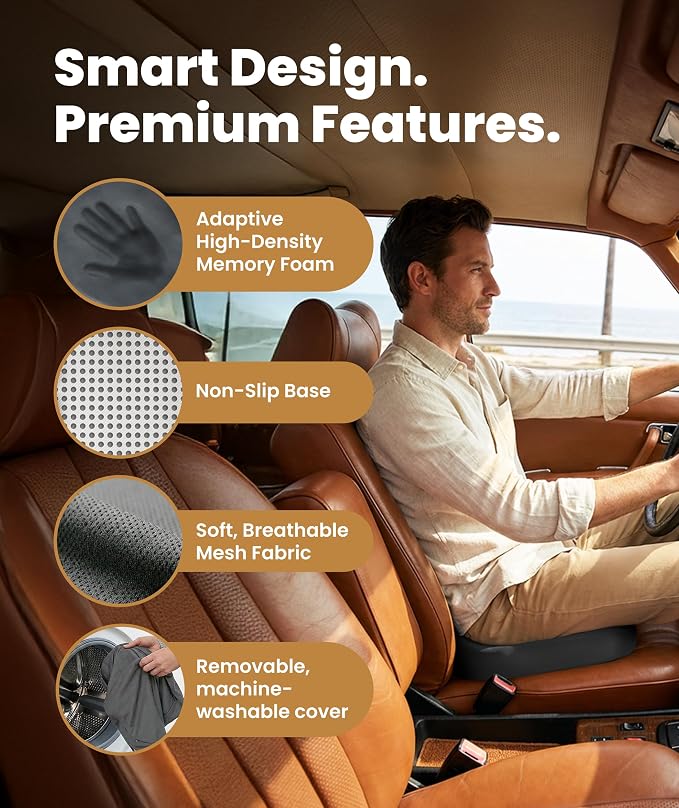 Everlasting Comfort Doctor Recommended Memory Foam Seat Cushion for Office Chairs & Car - Ergonomic Office Desk Accessories - Cushions for Tailbone Pain Relief, Sciatica (Gray, Large) - Image 4