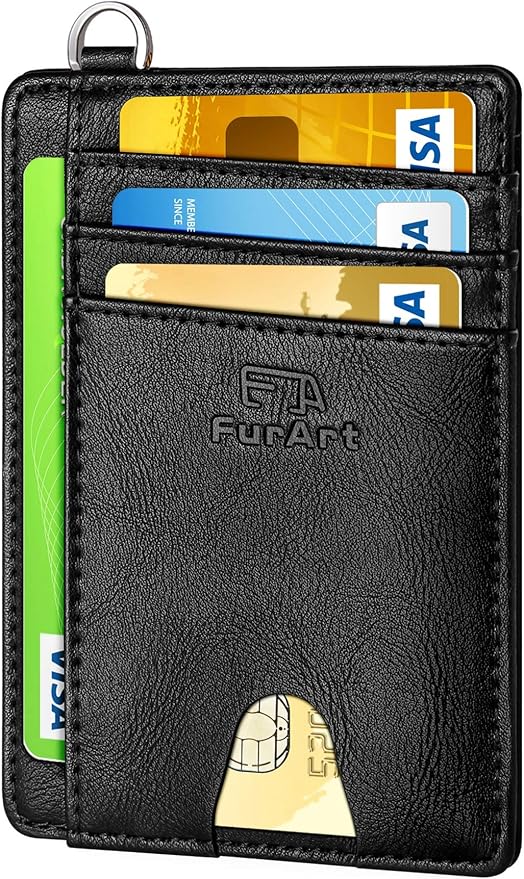 FurArt Slim Minimalist Wallet RFID Credit Card Holder for Men | slim minimalist compact rfid id window thin by FurArt