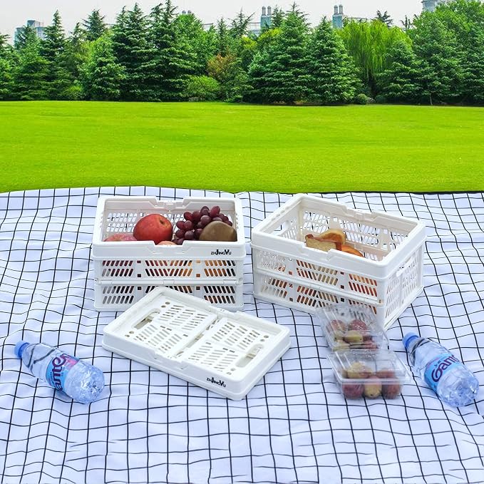ZHJINGYU crates for storage,plastic baskets for organizing,collapsible shopping basket,foldable crate with Handles,collapsible storage crate,car basket,for Kitchen,Bathroom,Medicine (White, S) - Image 3