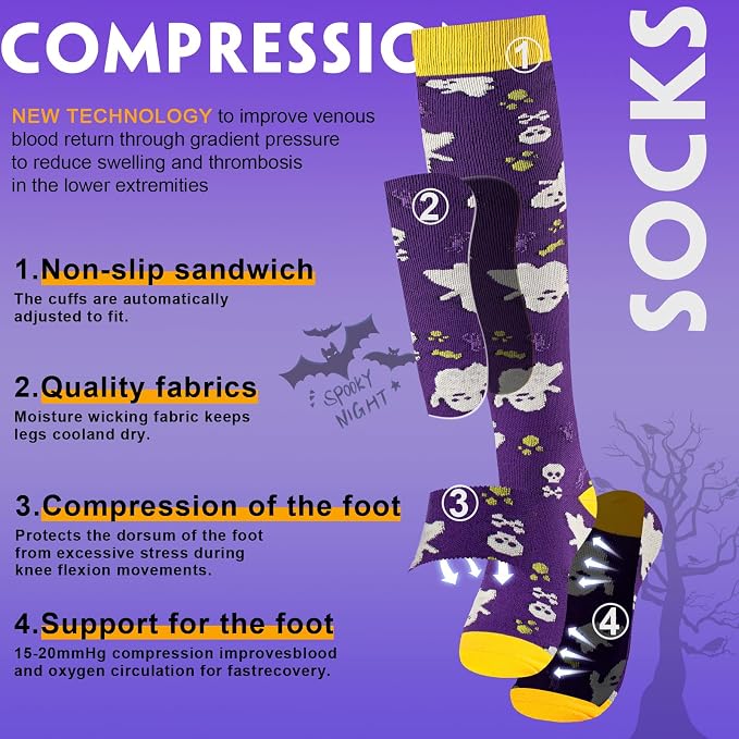 cerpite Compression Socks for Women & Men 6 Pairs Knee High Compression Socks 20-30 mmhg Best for Running,Nurse,Travel - Image 3